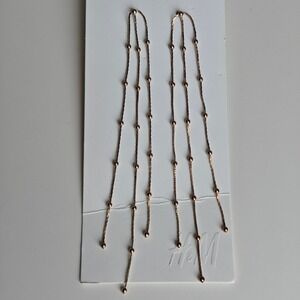 HM Gold Tone Long chain Earrings Triple Strand Beaded Snake Shoulder Duster